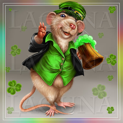 Leprechaun Mouse with Mug of Beer