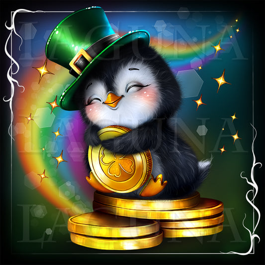 Leprechaun Penguin with Coin