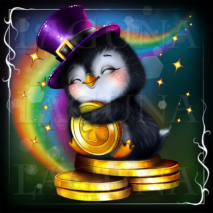 Leprechaun Penguin with Coin