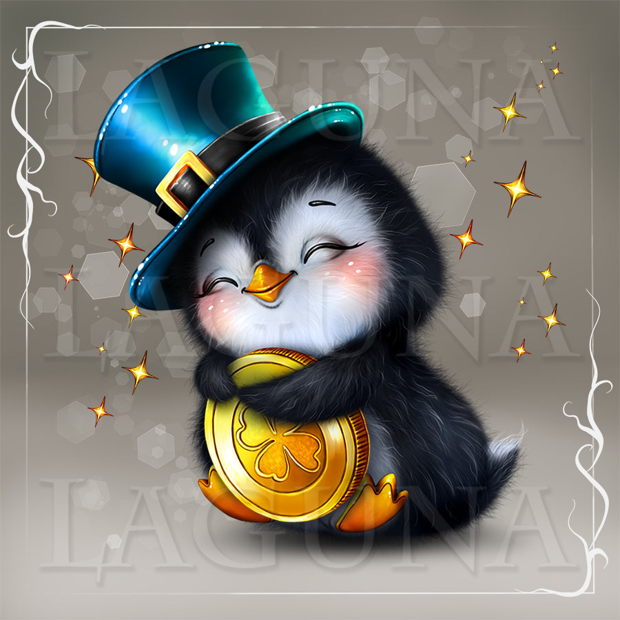 Leprechaun Penguin with Coin