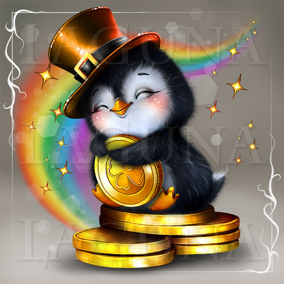 Leprechaun Penguin with Coin
