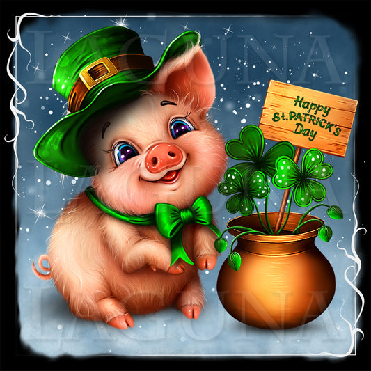 Leprechaun Piggy and Pot with Shamrock