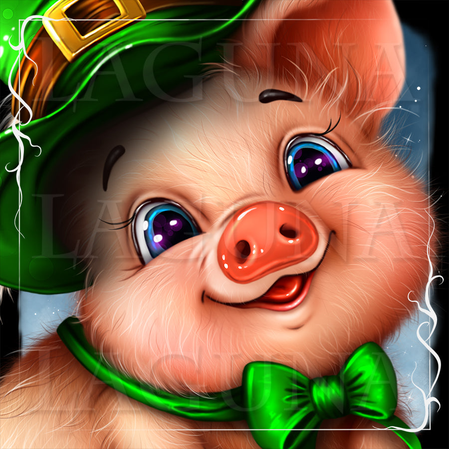 Leprechaun Piggy and Pot with Shamrock