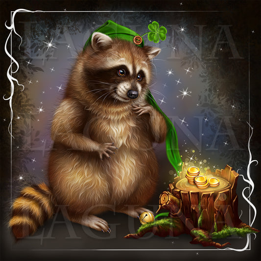 Leprechaun Raccoon and Coins