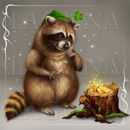 Leprechaun Raccoon and Coins