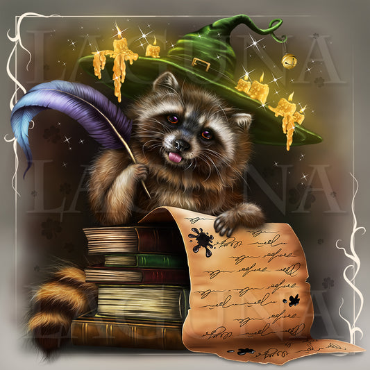 Leprechaun Raccoon Writing a Script