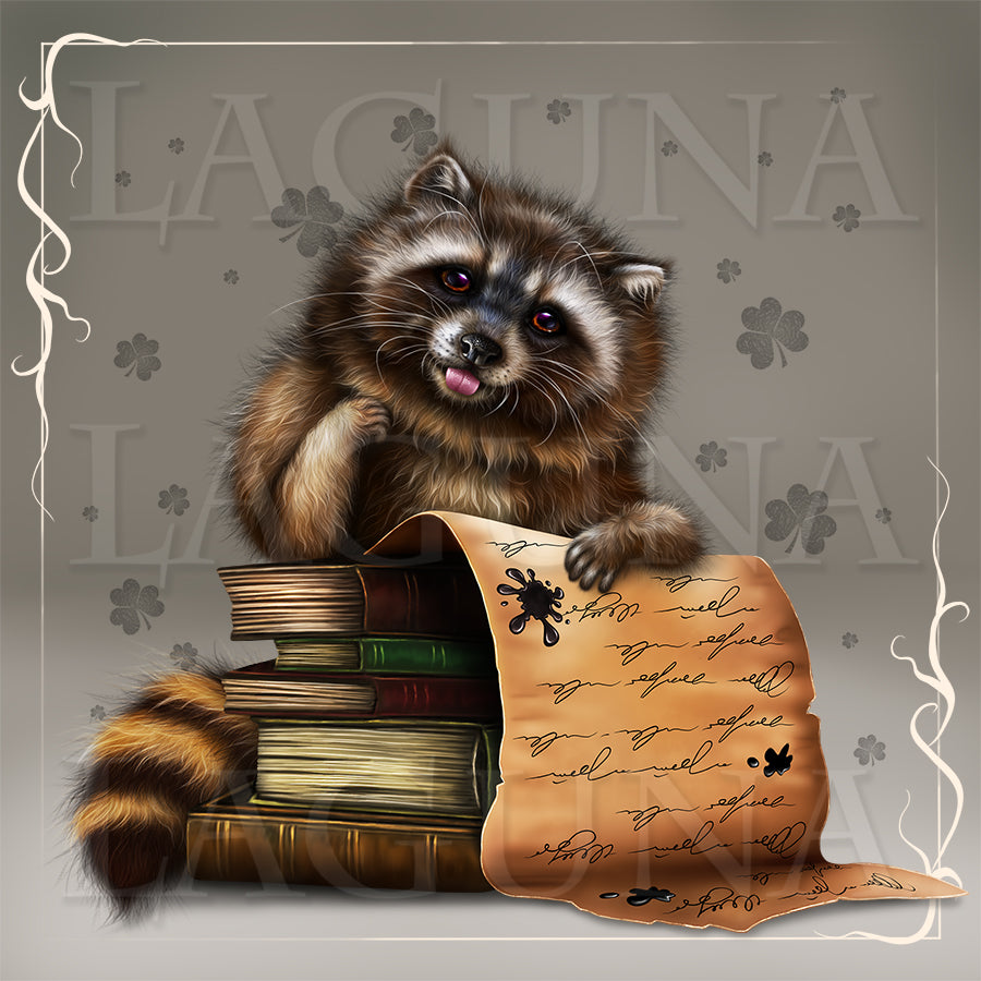 Leprechaun Raccoon Writing a Script