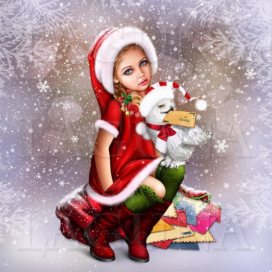 Letter to Santa (Little Girl with Owl)