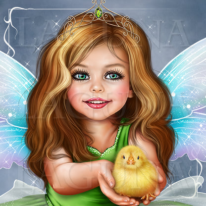 Little Girl Holding a Chick