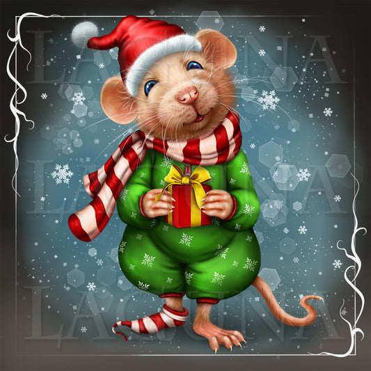 Mouse with Christmas Gift