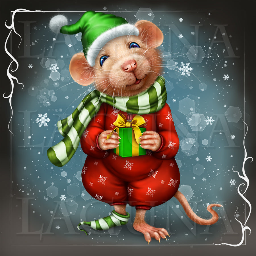 Mouse with Christmas Gift