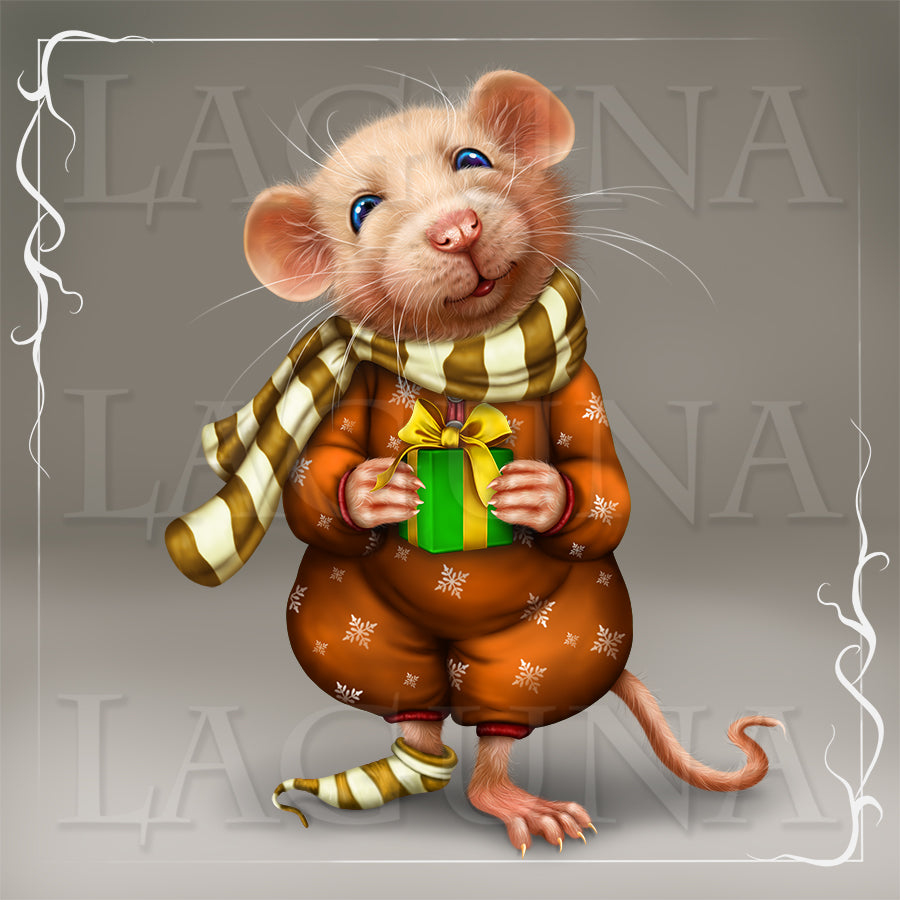 Mouse with Christmas Gift