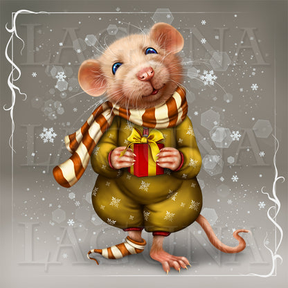 Mouse with Christmas Gift