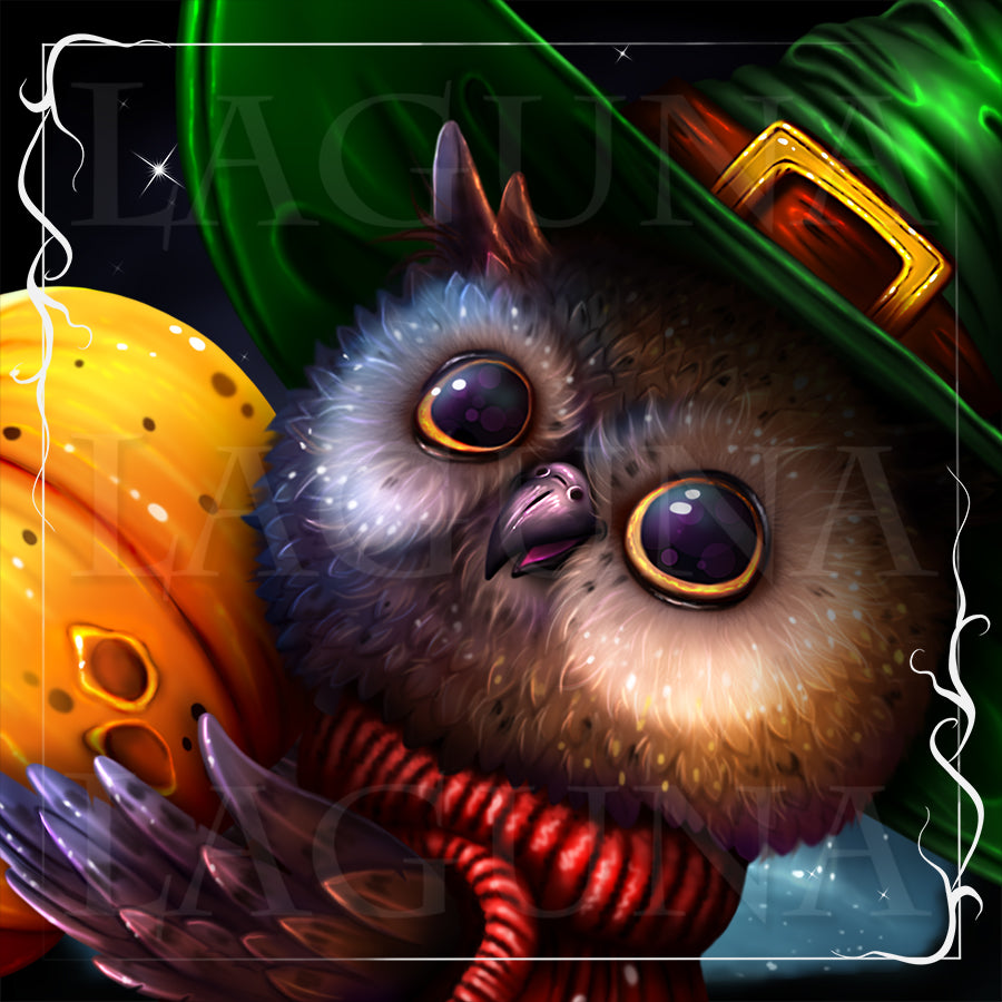 Owl with Halloween Pumpkin