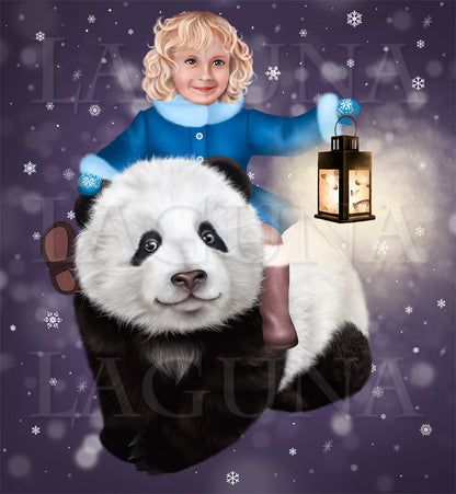 Panda Claus with a Girl