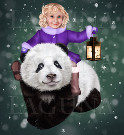 Panda Claus with a Girl