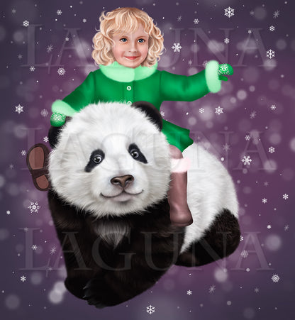 Panda Claus with a Girl