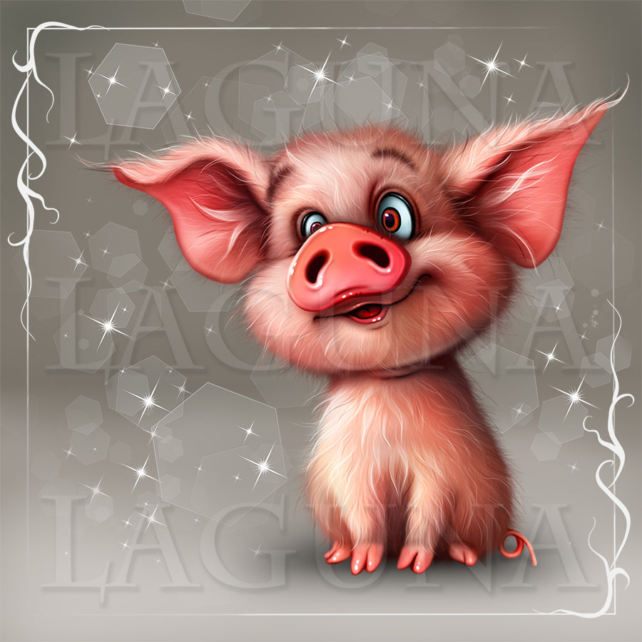 Kawaii piggy with happy smile