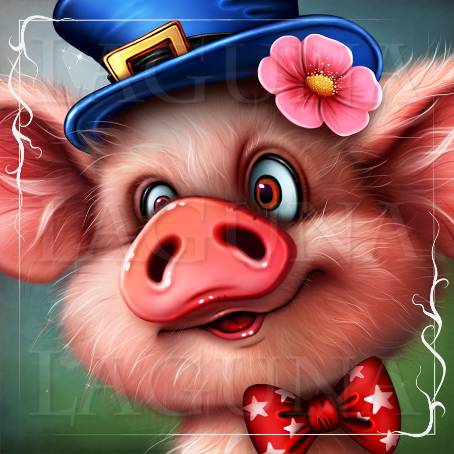 Close up of a cute cartoon piggy.