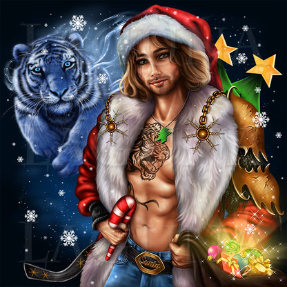 Santa Claus and Blue Tiger