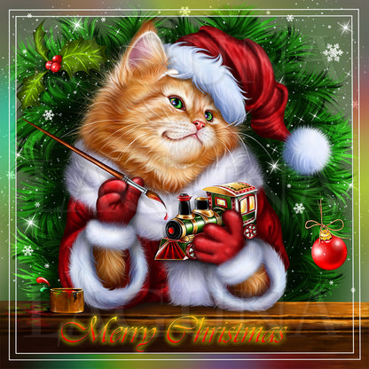 Santa Kitty Painting