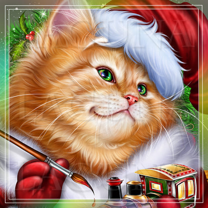 Santa Kitty Painting