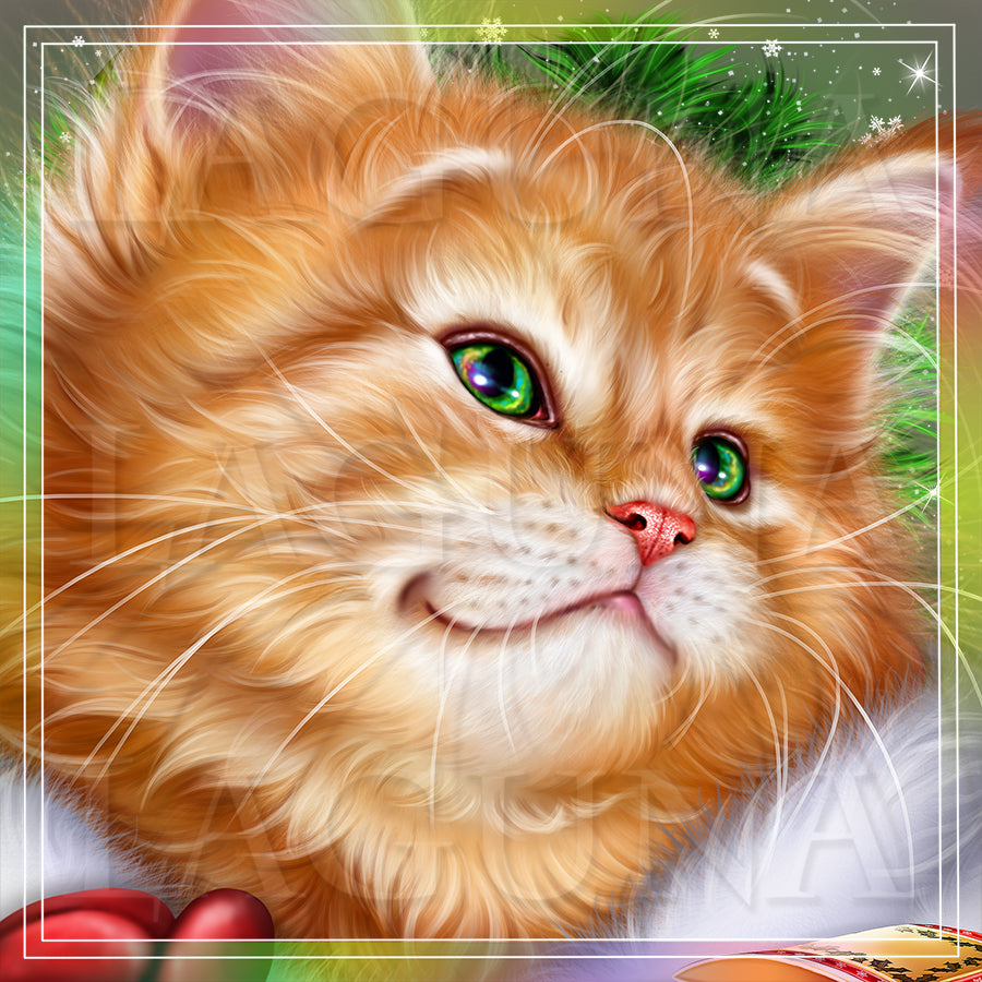 Santa Kitty Painting