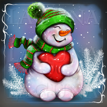 Snowman with Big Heart