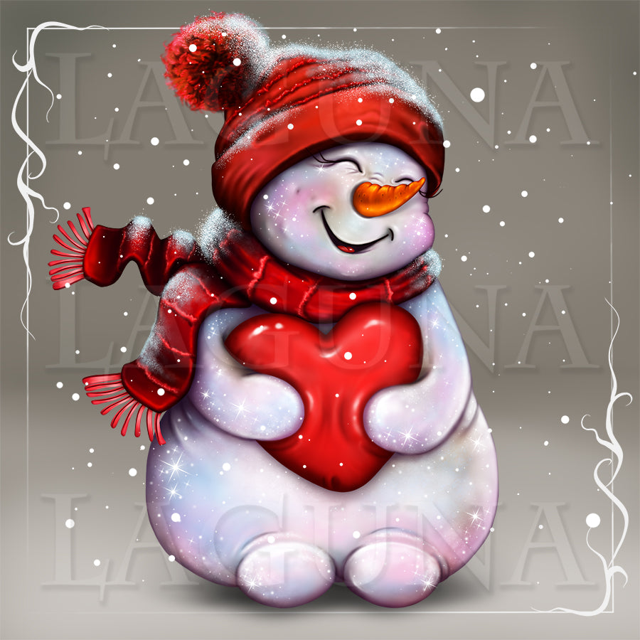 Snowman with Big Heart