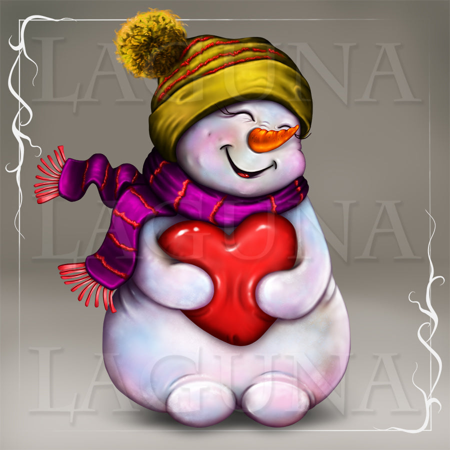 Snowman with Big Heart