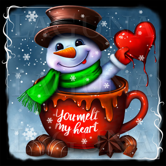 Snowman with Melting Heart