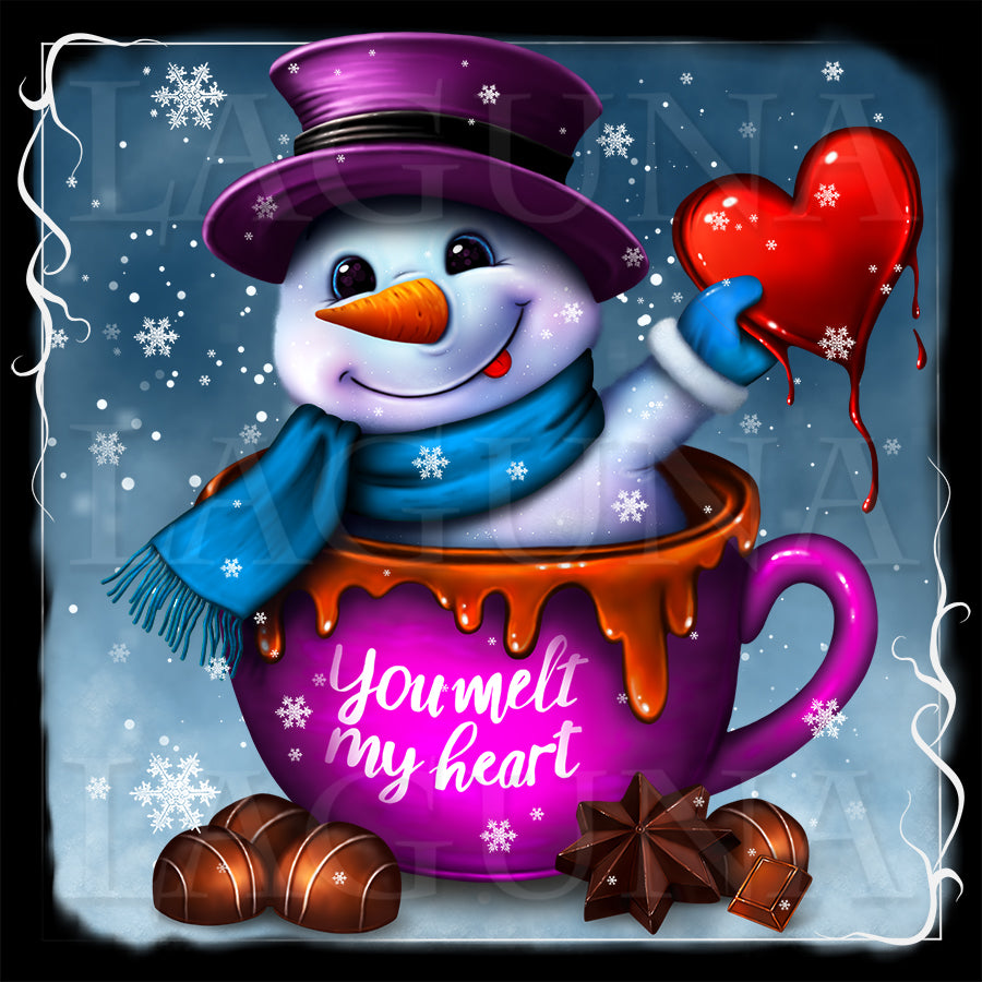 Snowman with Melting Heart