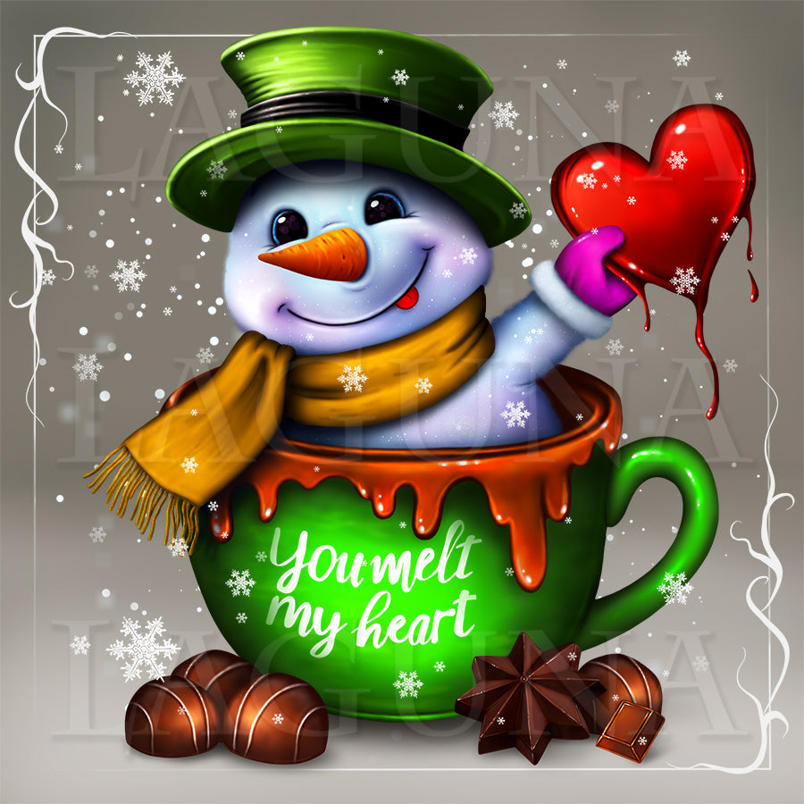 Snowman with Melting Heart