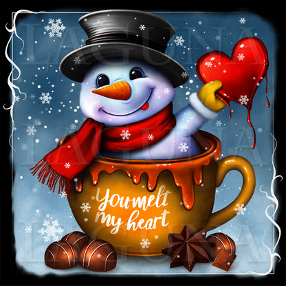 Snowman with Melting Heart