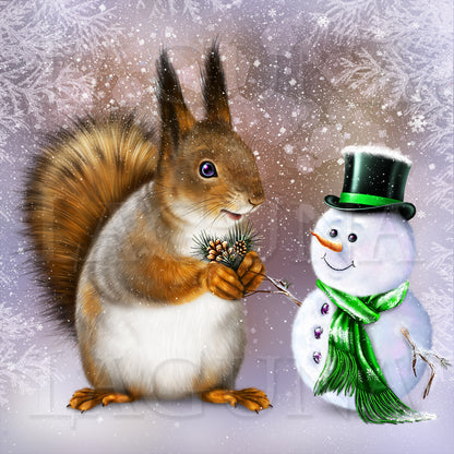 Squirrel and Snowman