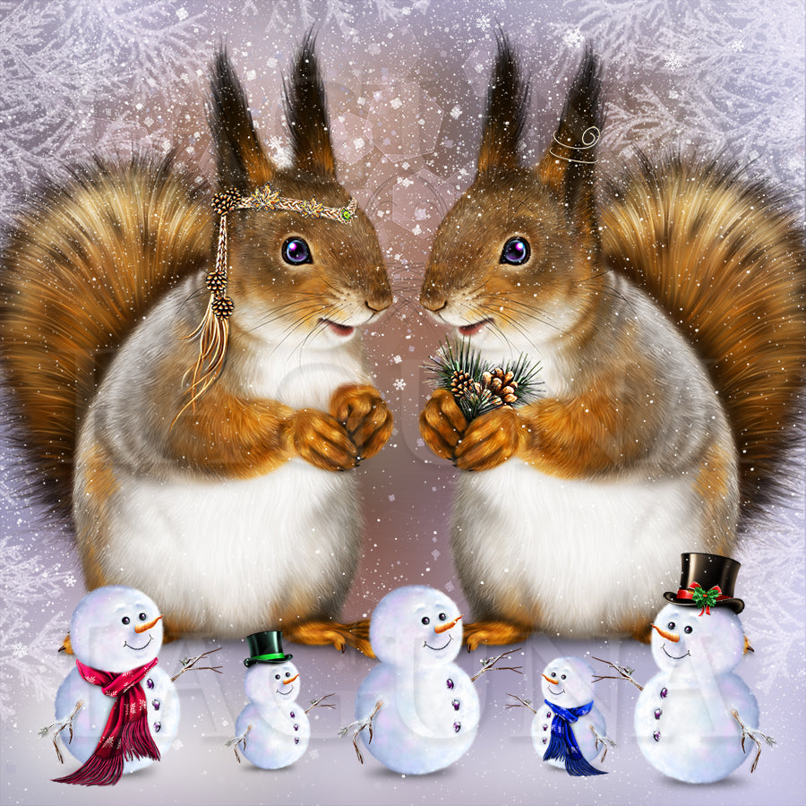 Squirrel and Snowman