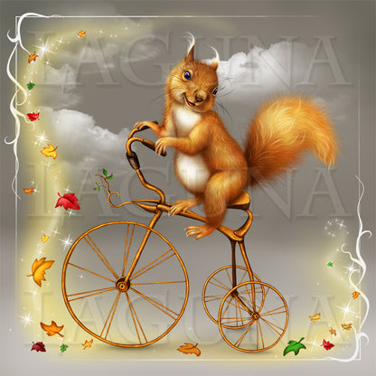 Squirrel Riding a Bike