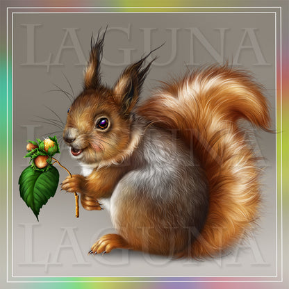 Squirrel with Hazelnuts