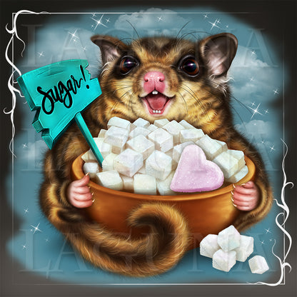 Sugar Glider and Bowl of Sugar