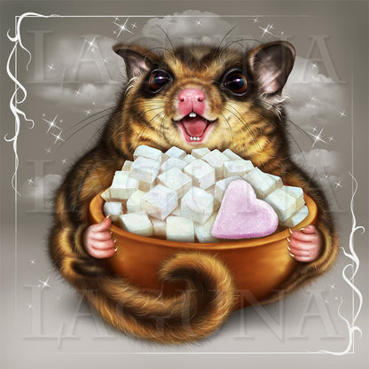 Sugar Glider and Bowl of Sugar