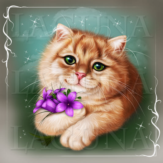 Sweet Kitty with Flowers