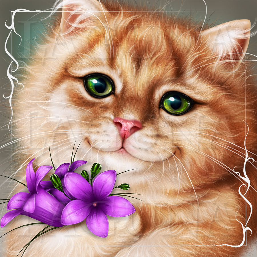 Sweet Kitty with Flowers