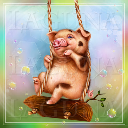 Swinging Piggy with Doughnut