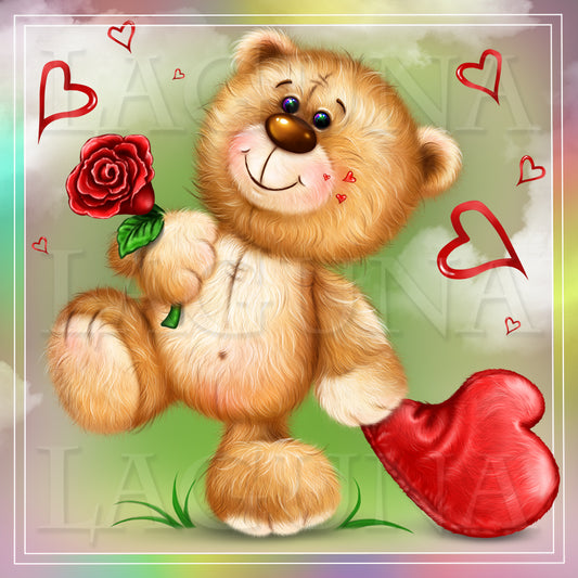 Teddy Bear with Heart Shaped Cushion