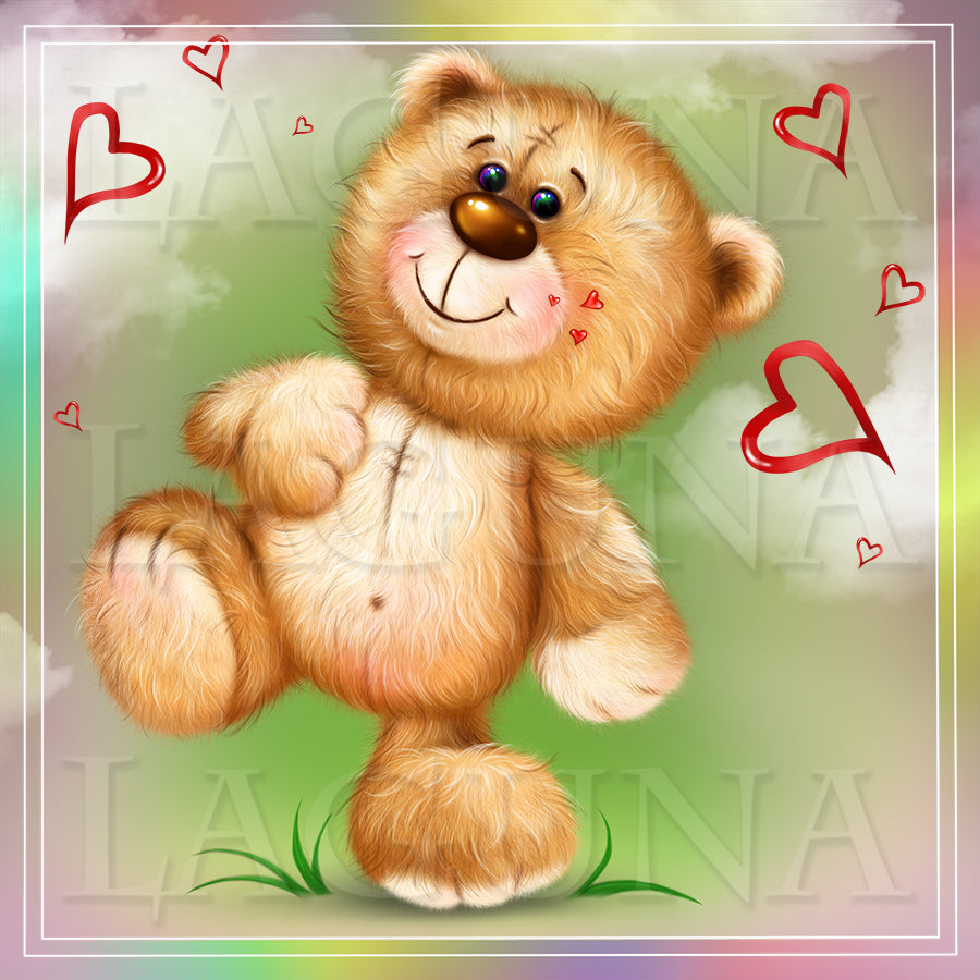 Teddy Bear with Heart Shaped Cushion