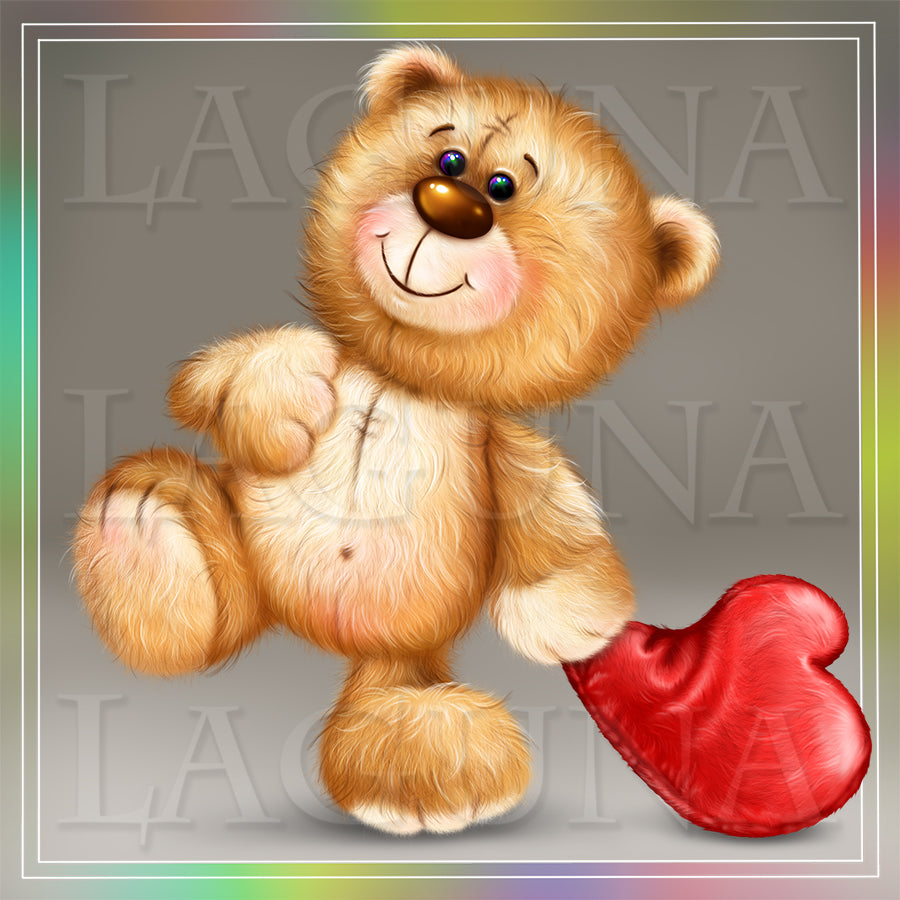 Teddy Bear with Heart Shaped Cushion