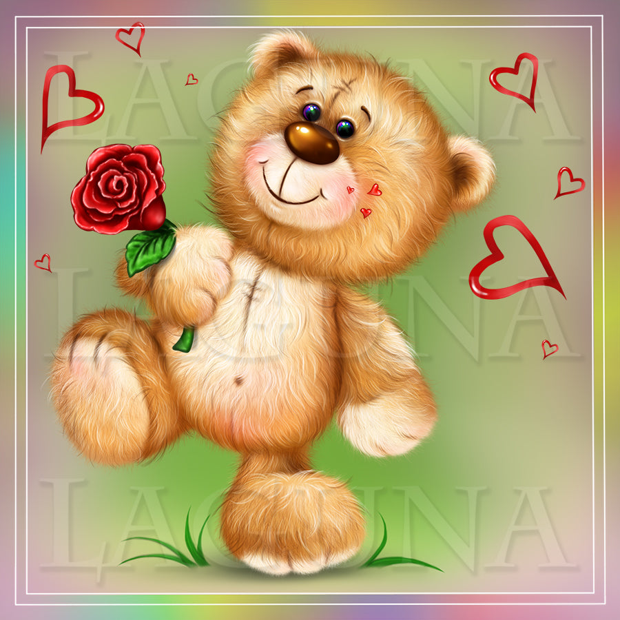 Teddy Bear with Heart Shaped Cushion