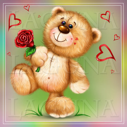 Teddy Bear with Heart Shaped Cushion