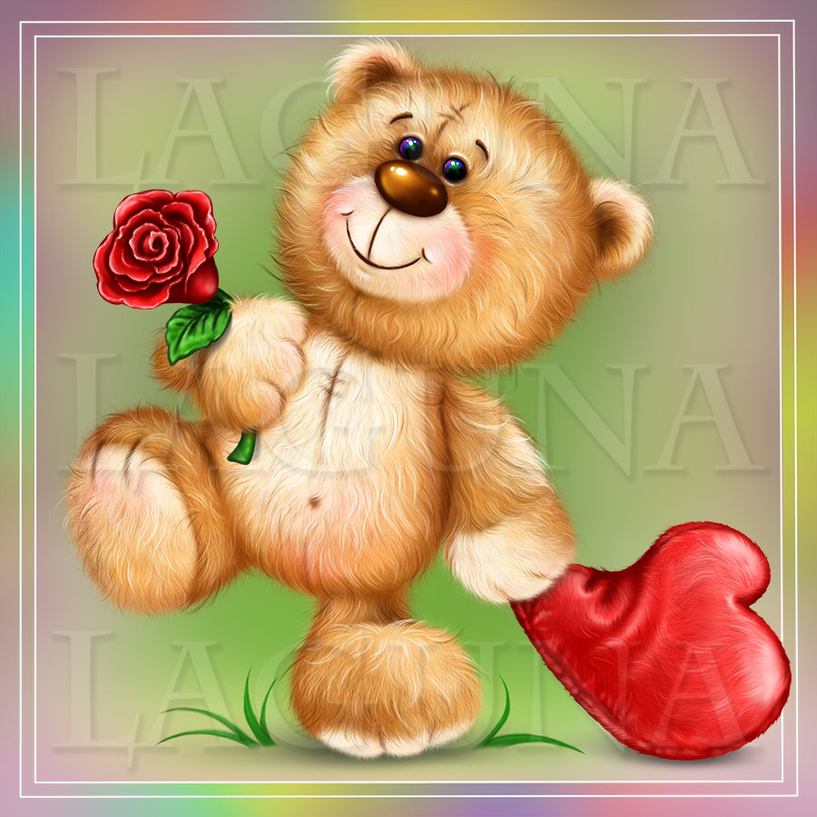 Teddy Bear with Heart Shaped Cushion