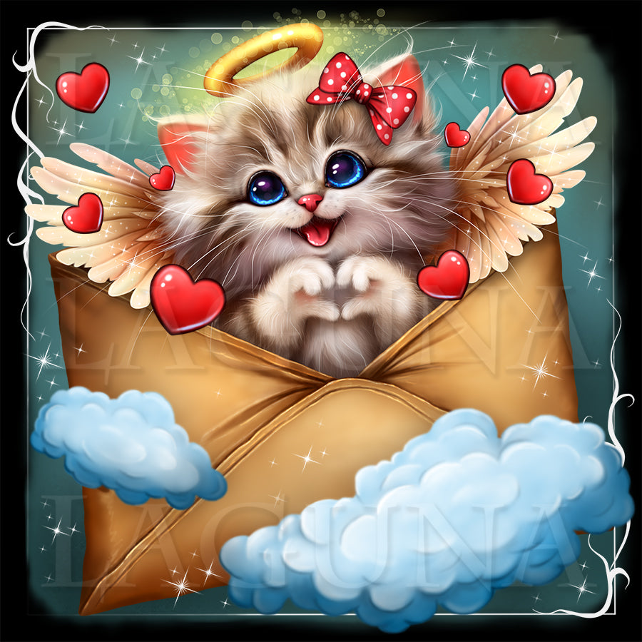 Valentine Angel Kitty in Envelope